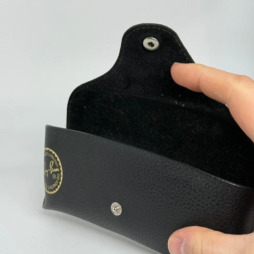 Ray-Ban‎ Black Textured Leather Sunglasses Case Luxottica Snap Closure Eyewear 2